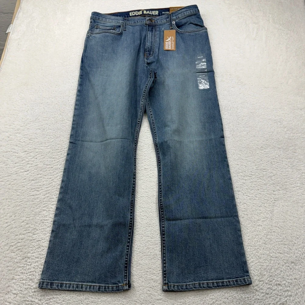 Eddie‎ Bauer Mens Mr Eddies Flex Jeans Relaxed Fit Medium Wash Blue 32x30 NEW